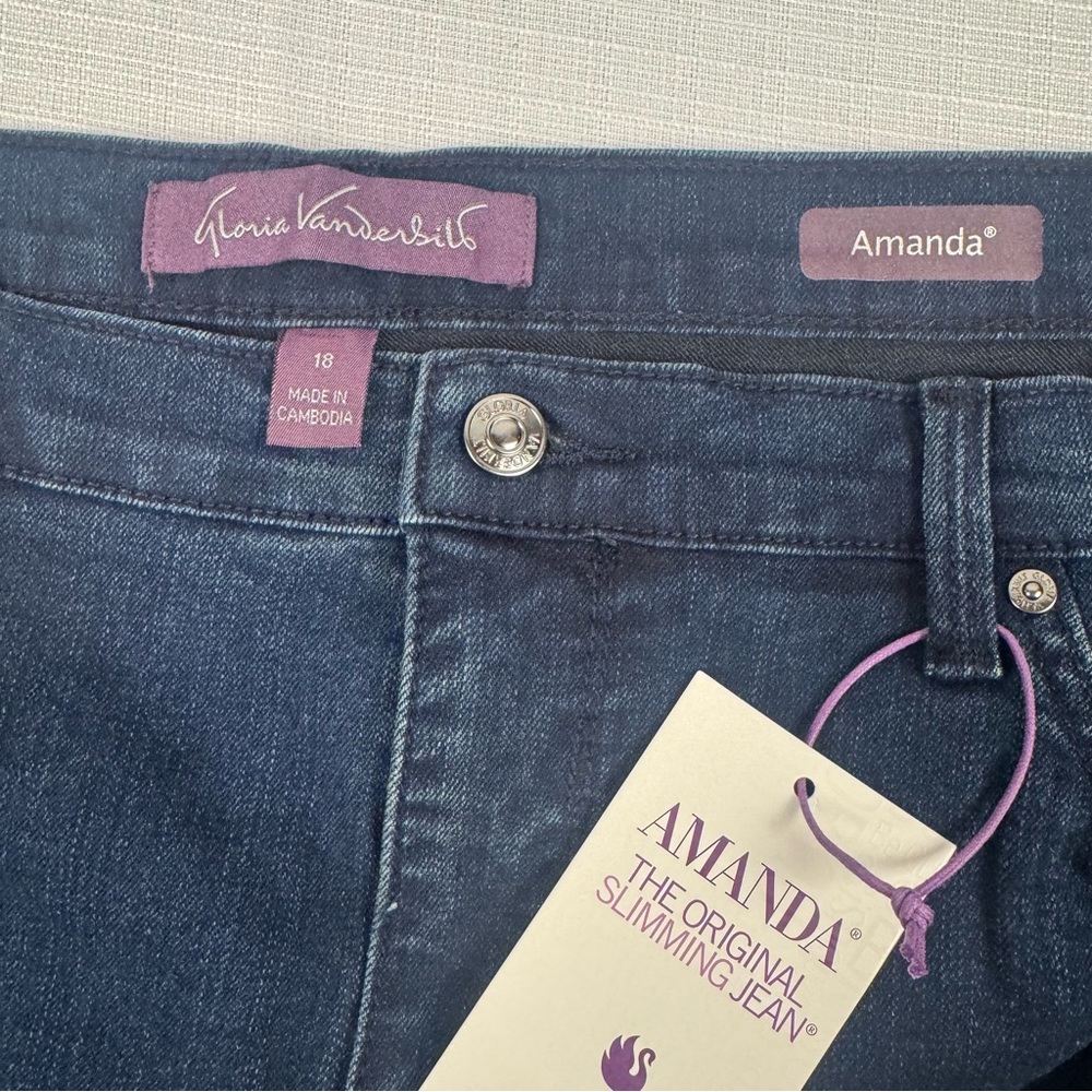 Gloria Vanderbilt Womens Amanda Slimming Jeans Blue Stretch Denim 18 Average New - Picture 4 of 7